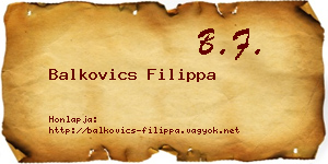 Balkovics Filippa névjegykártya